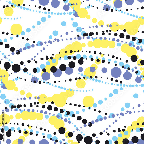 Abstract geometric seamless pattern in tender pastel color. Decorative paint dots surface design. vector illustration for fabric, wrapping paper, background