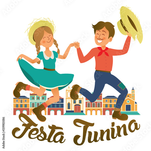 Festa Junina illustration - traditional Brazil June festival party. Vector illustration. 