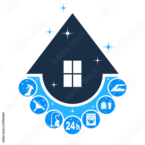 House cleaning service logo, set. Abstract concept.Vector illustration on white background.