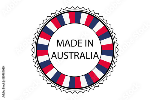 Made in Australia round logo, vector