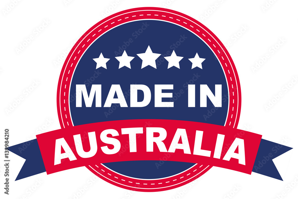 Made in Australia round logo, vector