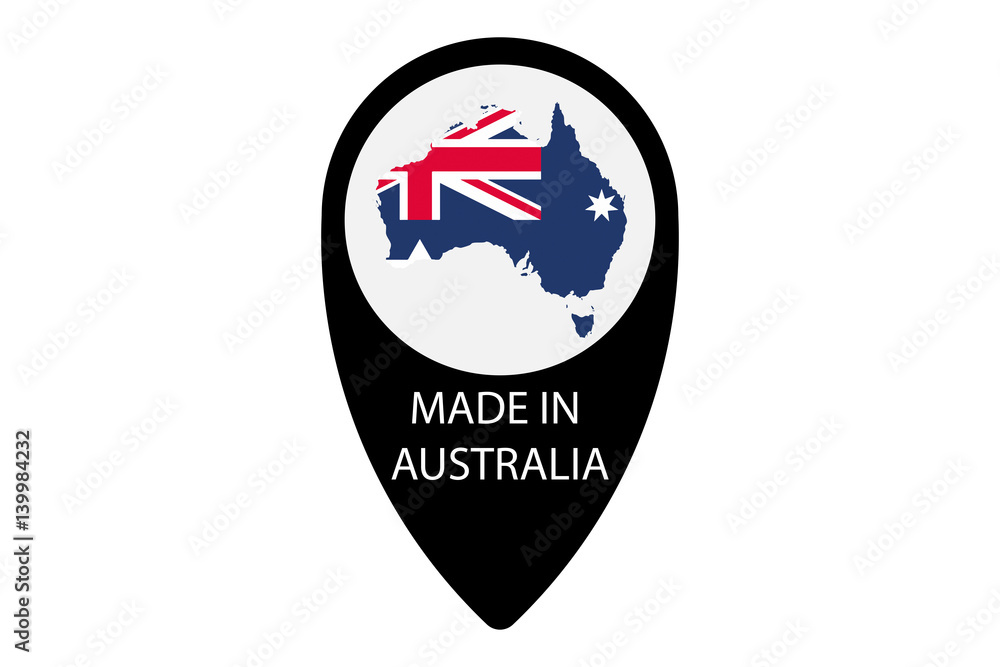 Made in Australia map marker logo, vector Made in Australia map marker logo, vector