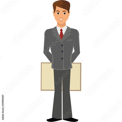 business man  a man with a banner