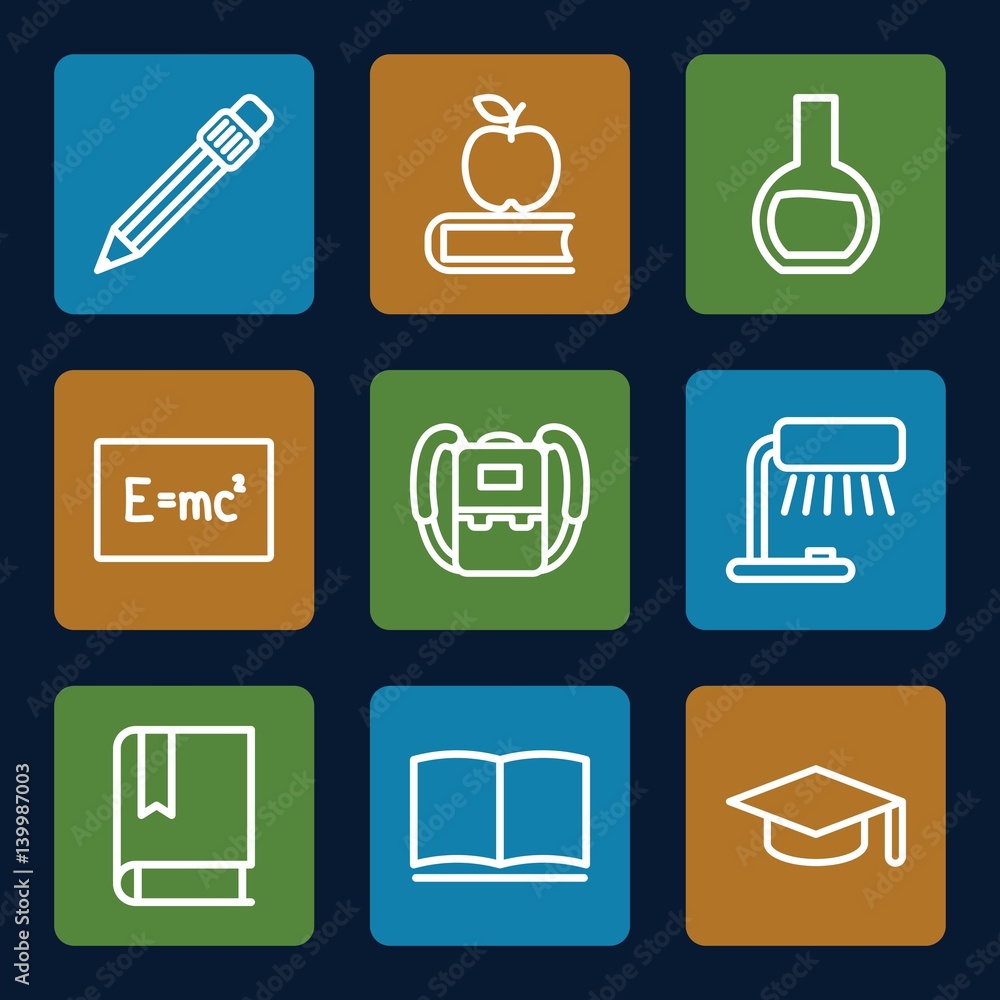 Set of 9 study outline icons Set of 9 study outline icons