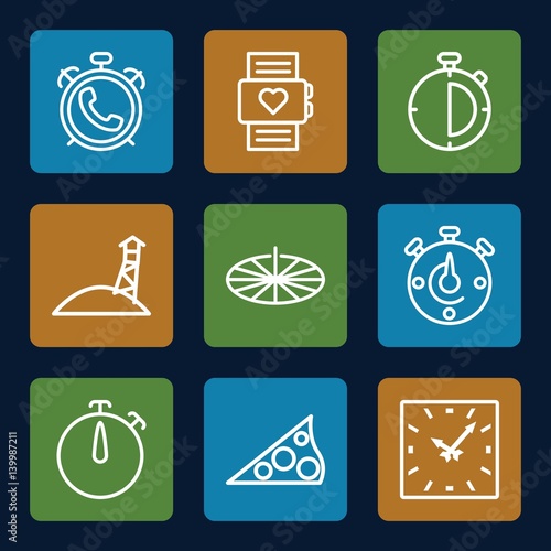 Set of 9 watch outline icons
