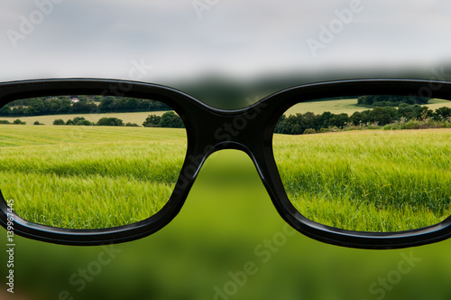 Clear vision through black framed eyeglaasses