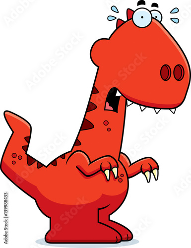 Scared Cartoon Velociraptor