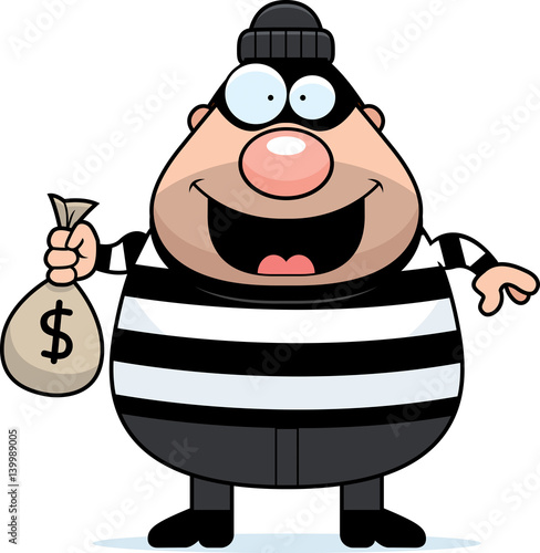 Cartoon Burglar Moneybag