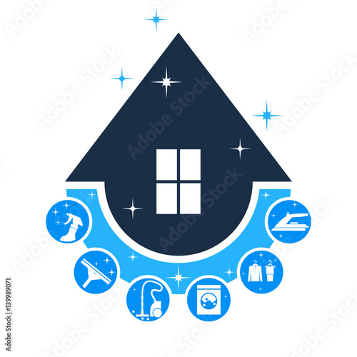 House cleaning service logo, set. Abstract concept.Vector illustration on white background.