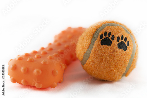 Dog toys isolated on white background.