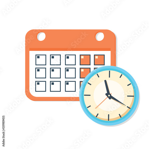 Vector calendar and clock icon. Schedule, appointment, important date concept.