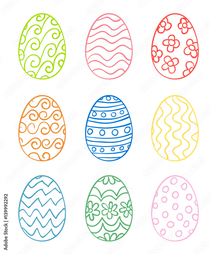 Set of hand drawn Easter eggs Set of hand drawn Easter eggs