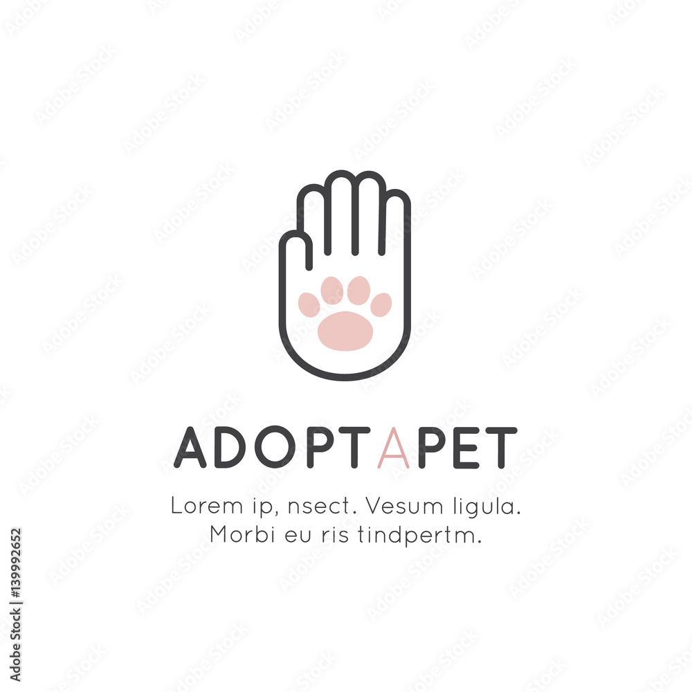 Vector Icon Style Illustration of Adopt a Pet Banner, New Owner, Domestic Animal Farm, Hotel, Isolated Minimalistic Object Vector Icon Style Illustration of Adopt a Pet Banner, New Owner, Domestic Animal Farm, Hotel, Isolated Minimalistic Object