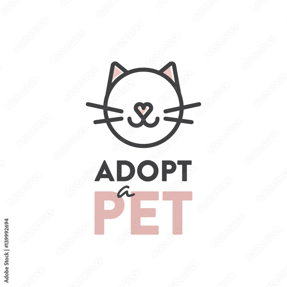 Vector Icon Style Illustration of Adopt a Pet Banner, New Owner, Domestic Animal Farm, Hotel, Isolated Minimalistic Object