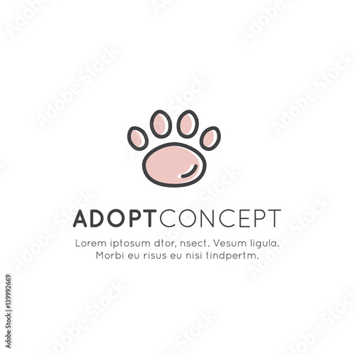Vector Icon Style Illustration of Adopt a Pet Banner, New Owner, Domestic Animal Farm, Hotel, Isolated Minimalistic Object