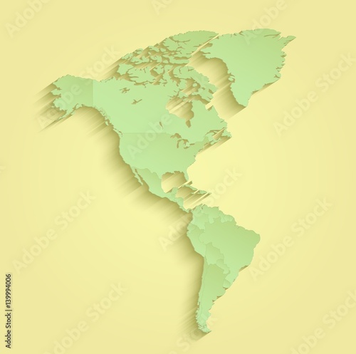 America map separate individual states yellow green vector