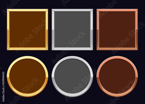 Gold, silver and bronze frames. Vector illustration