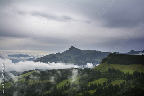 Misty landscape on Kitzbuhel mountain, Tirol, Austria