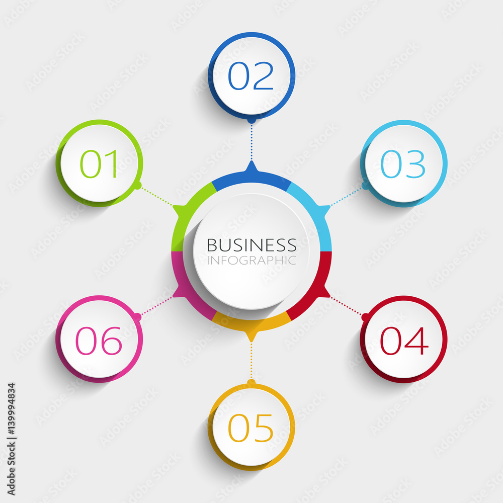 Modern abstract 3D infographic template with 6 steps. Business circle template with options for brochure, diagram, workflow, timeline, web design. Vector EPS 10 Modern abstract 3D infographic template with 6 steps. Business circle template with options for brochure, diagram, workflow, timeline, web design. Vector EPS 10