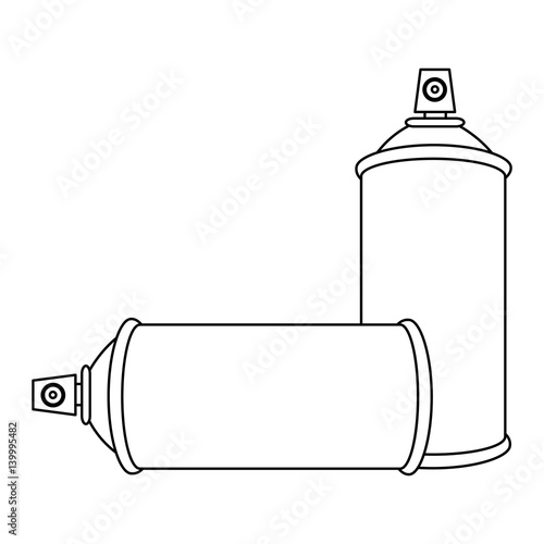 contour set aerosol spray bottle icon flat vector illustration