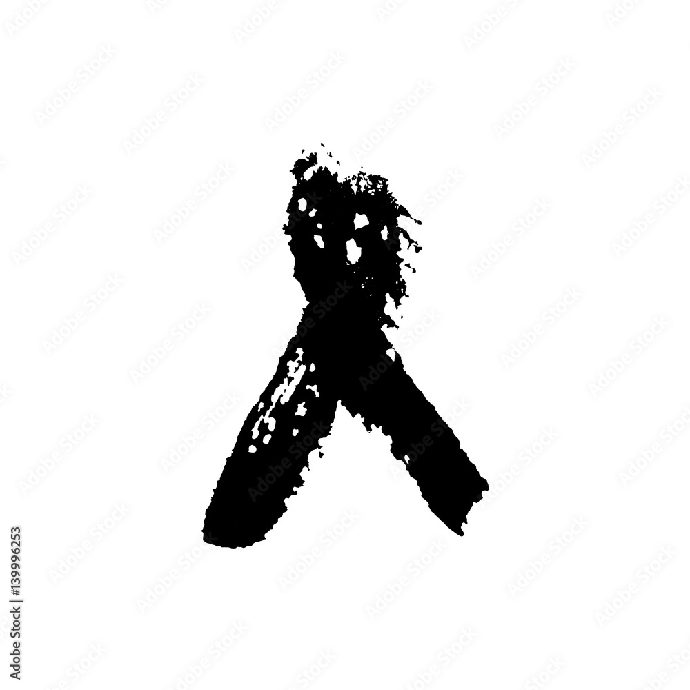 Fototapeta premium Paint stroke isolated on a white background. Aids awareness ribbon.