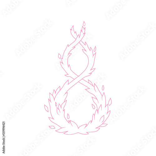 Pink spiral floral element isolated on white background