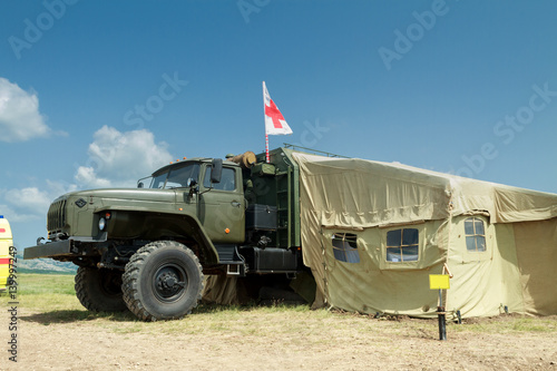 Army mobile hospital deployed in the field