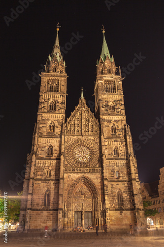 Night view of St. Lawrence Church in Nuremberg