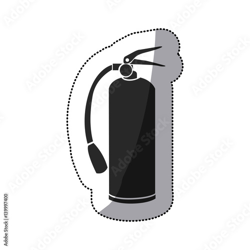 sticker black silhouette fire extinguisher icon vector illustration