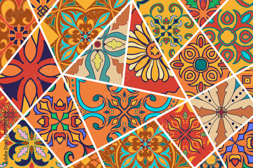 Vector decorative background. Mosaic patchwork pattern for design and fashion