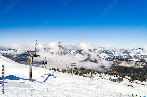 Chair lift to the high point on ski resort, sunny day © 31etc