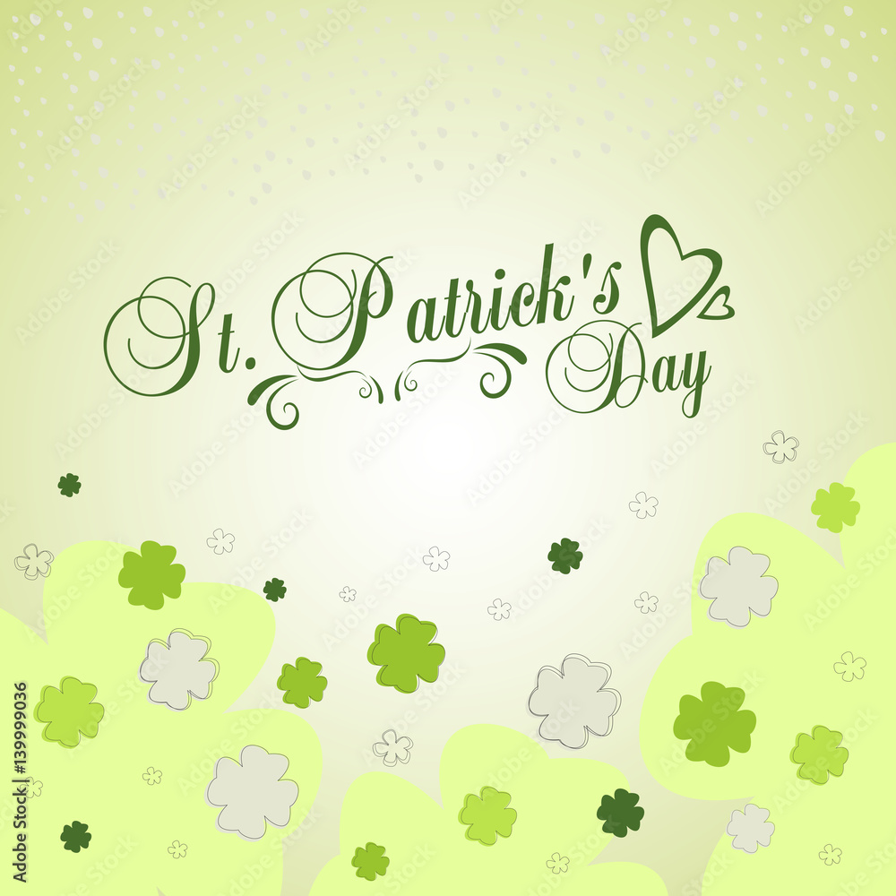 Typographic map dedicated to St. Patrick's Day with green elements and symbols of the holiday as postcard, background, business cards