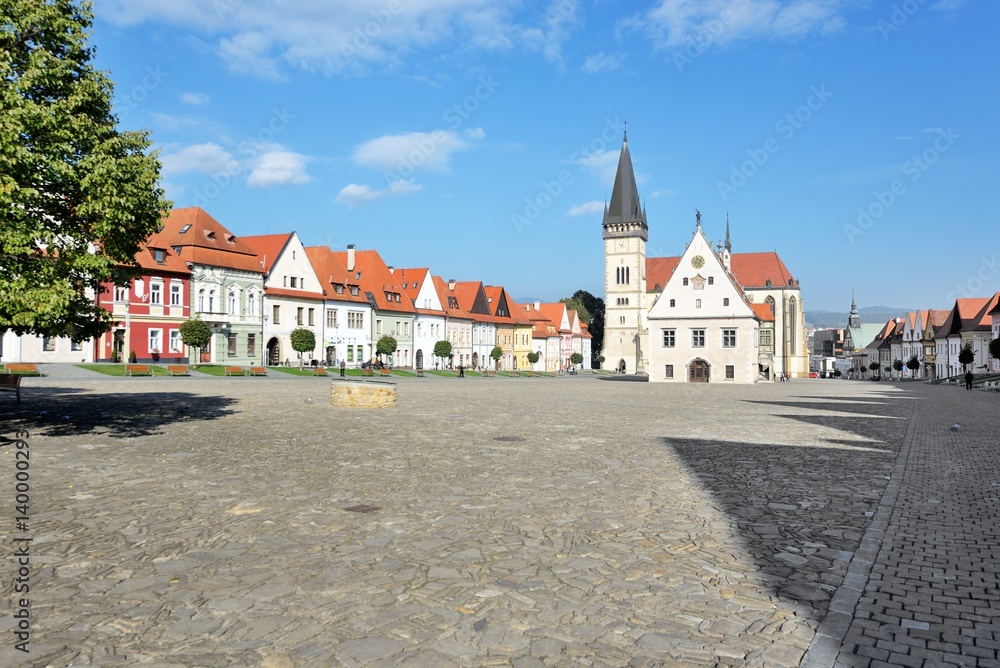 Old town square in Bardejov, Slovakia
