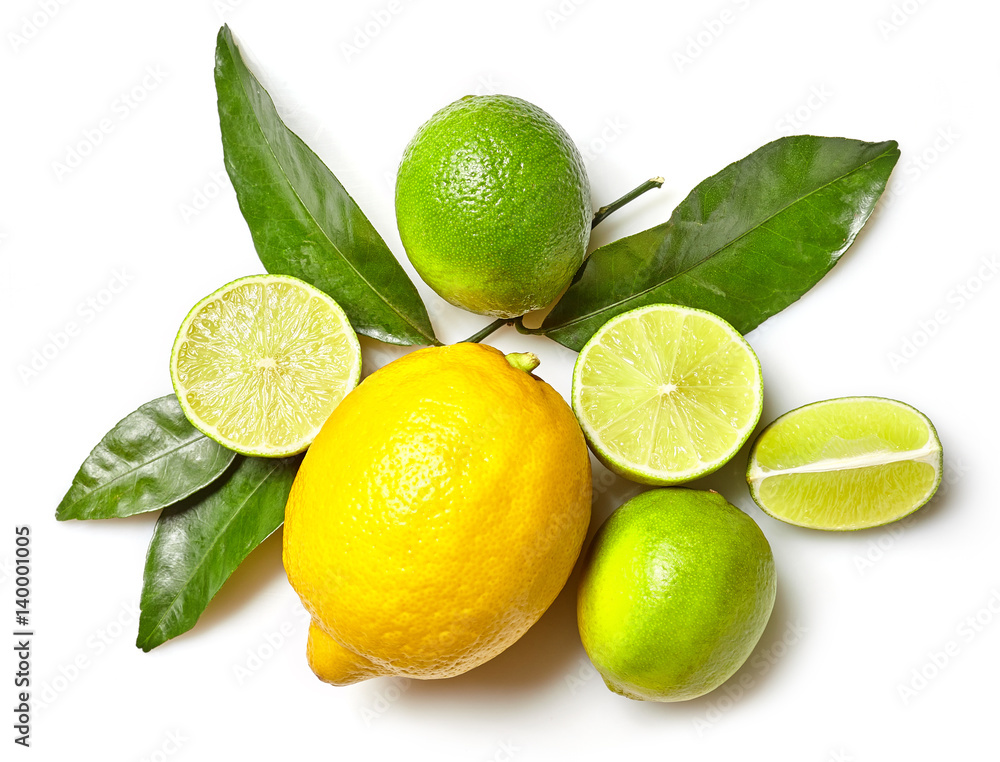 Naklejka various citrus fruits on white background