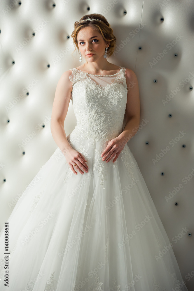 Beautiful bride before wedding ceremony in appartament Beautiful bride before wedding ceremony in appartament