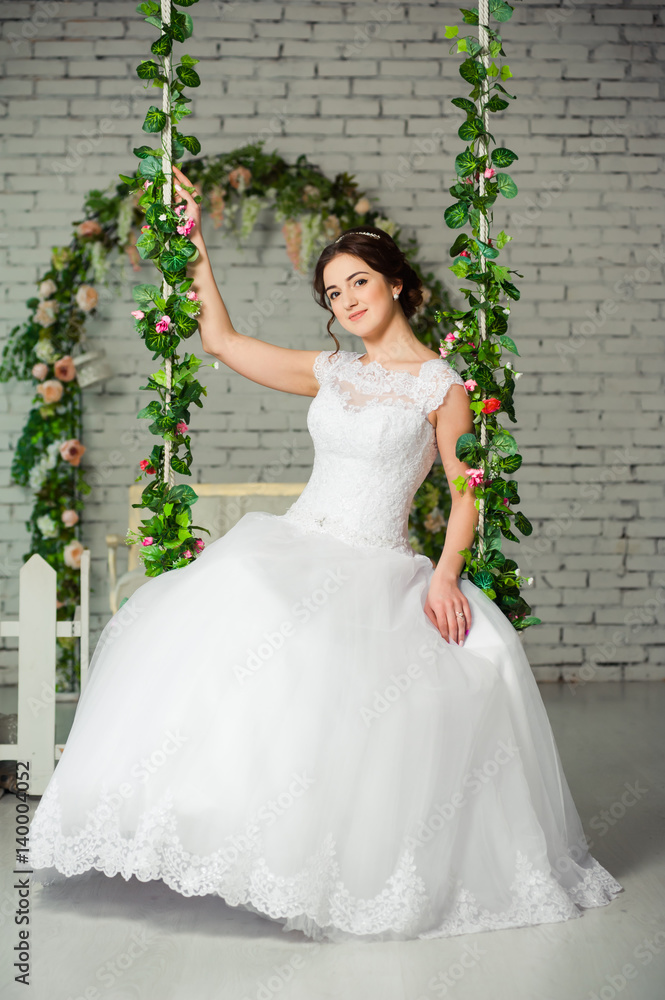 Beautiful bride before wedding ceremony in appartament Beautiful bride before wedding ceremony in appartament