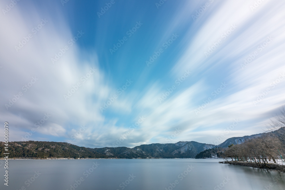 Yogo lake look like mirror,Nagahama city,Shiga,tourism of japan