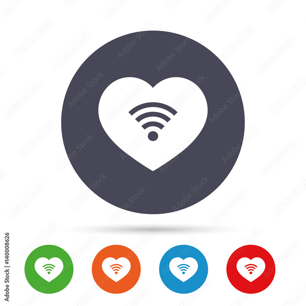 Love Wifi sign. Wi-fi symbol. Wireless Network. Love Wifi sign. Wi-fi symbol. Wireless Network.