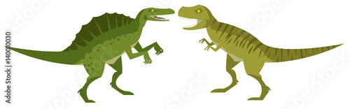 hungry tyrannosaurus rex and spinosaurus