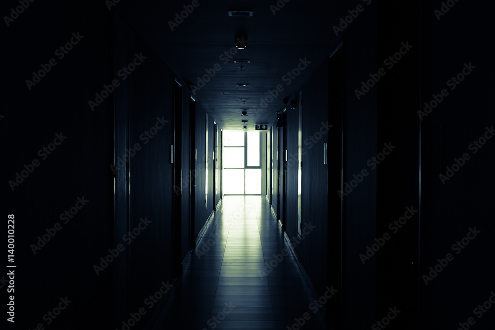 Corridor in empty condominium, perspective