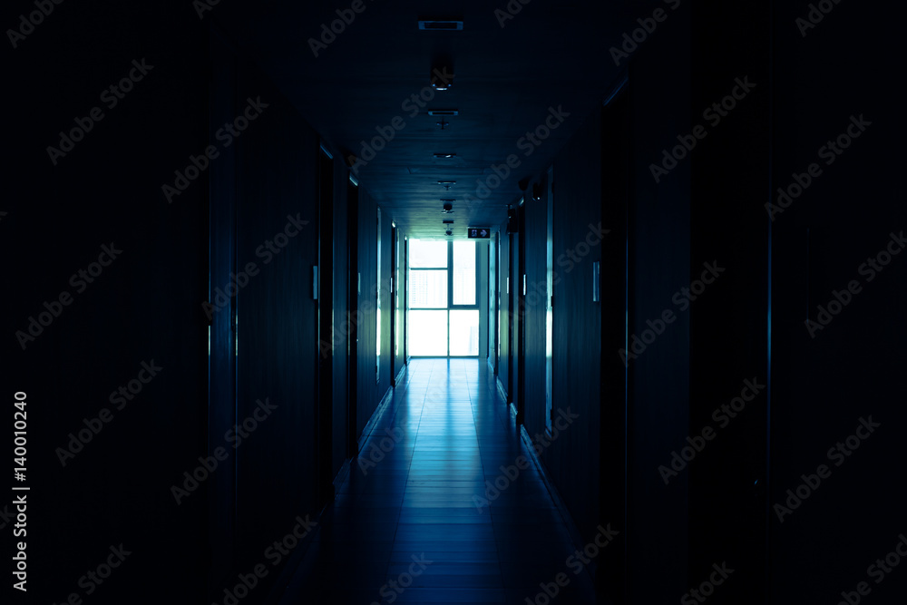 Corridor in empty condominium, perspective