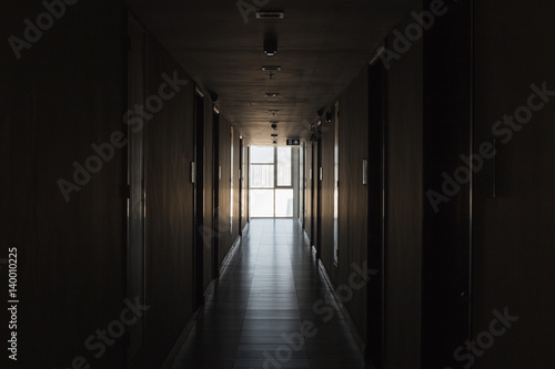 Corridor in empty condominium, perspective