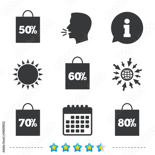 Sale bag tag icons. Discount symbols.