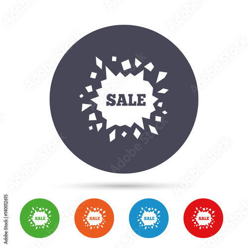Sale icon. Cracked hole symbol.