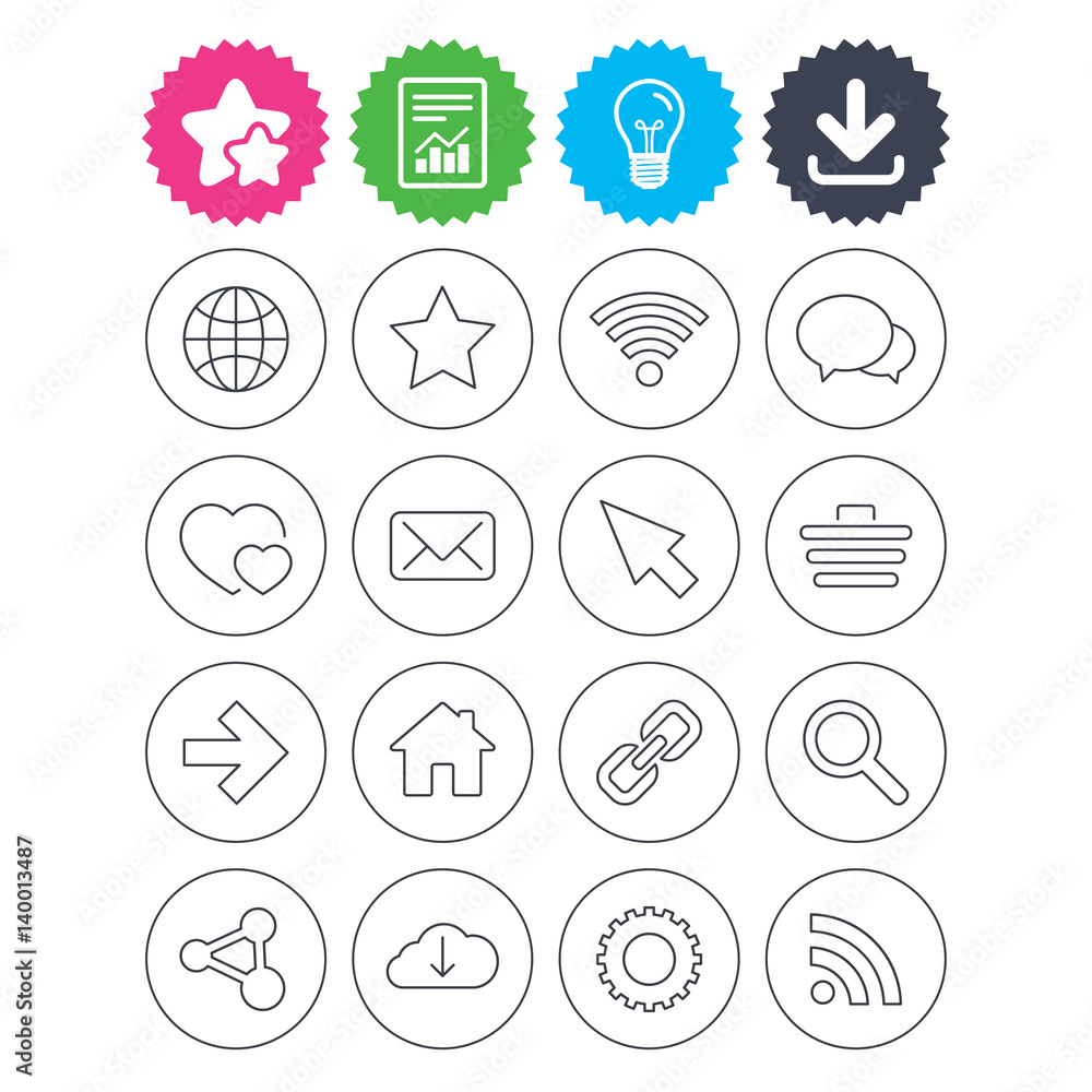 Internet and Web icons. Wi-fi, favorite star.