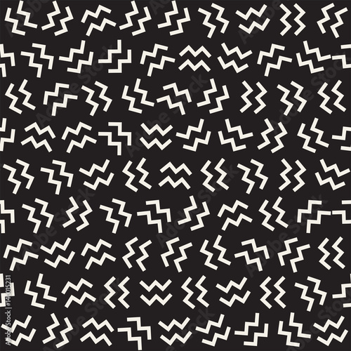 Trendy Texture With Scattered Geometric Shapes. Vector Seamless Pattern.