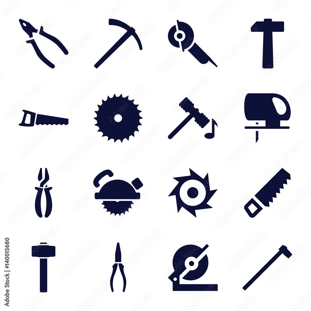 Obraz premium Set of 16 carpentry filled icons