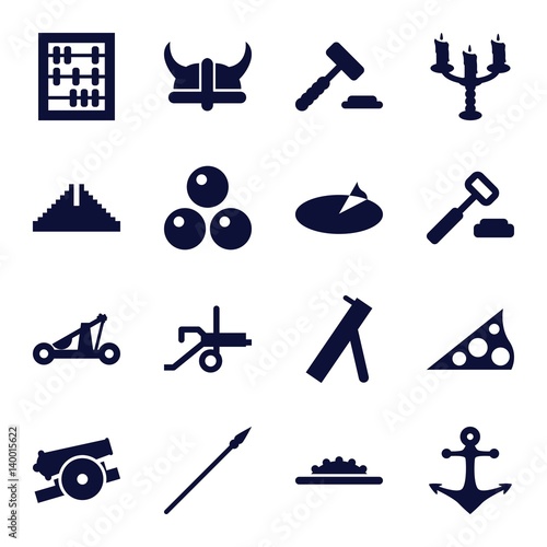 Set of 16 antique filled icons