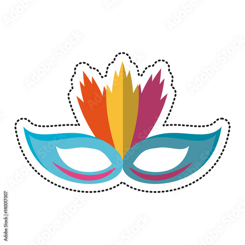 cartoon carnival mask with feathers vector illustration eps 10