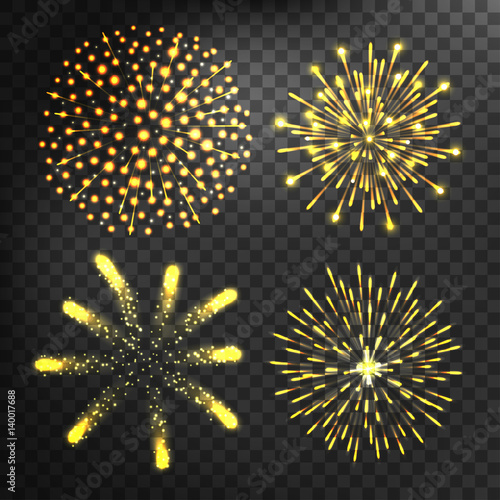 Firework different shapes colorful festive vector.